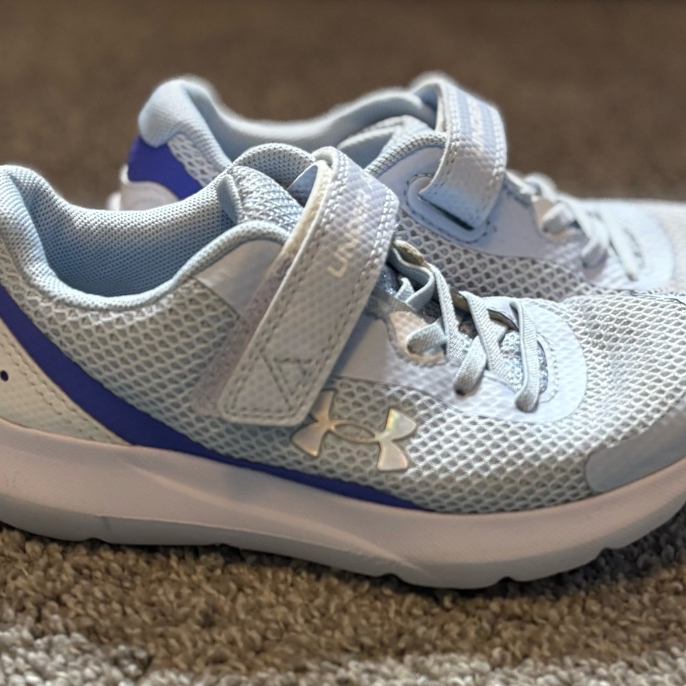 Under Armour Kids' Light Blue and White Sneakers